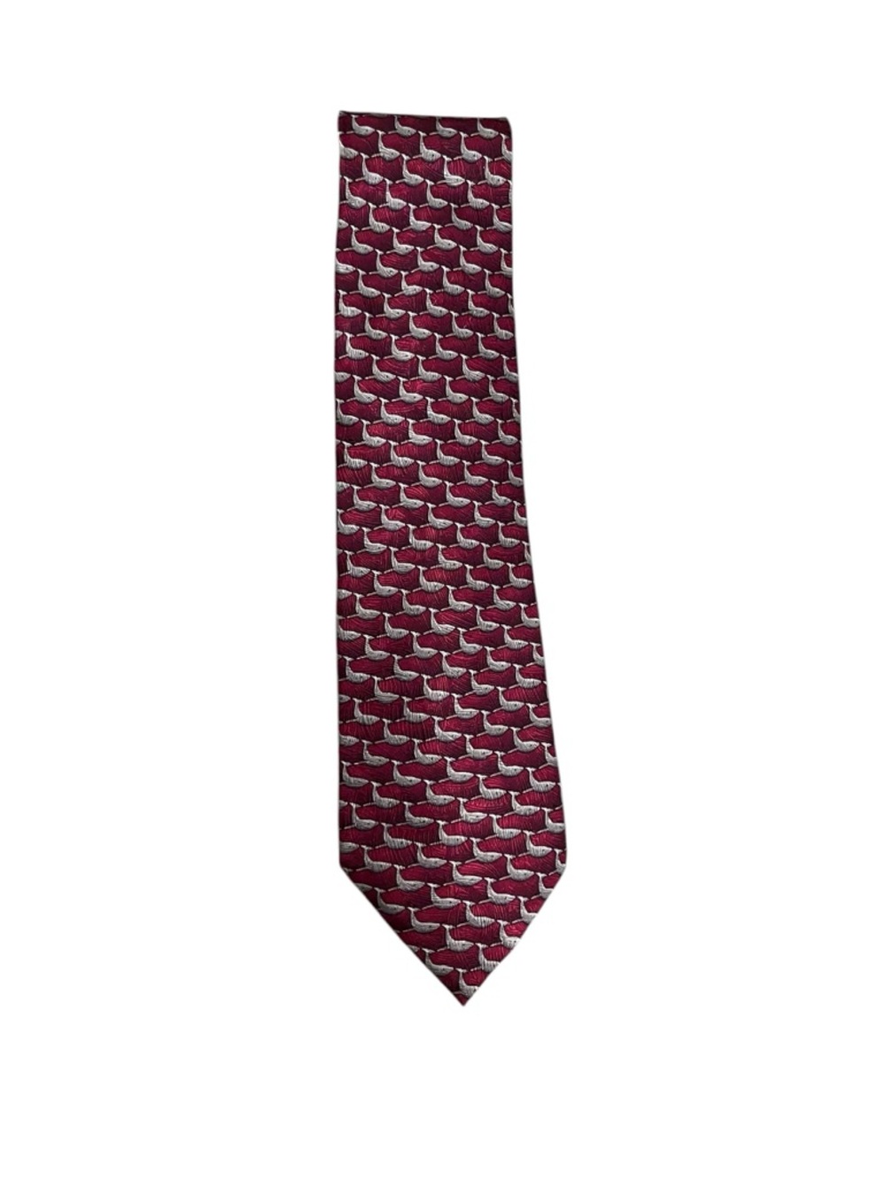 The Nature Conservancy Humpback Whale Burgundy Red Vintage 100% Silk Neck‎ Tie